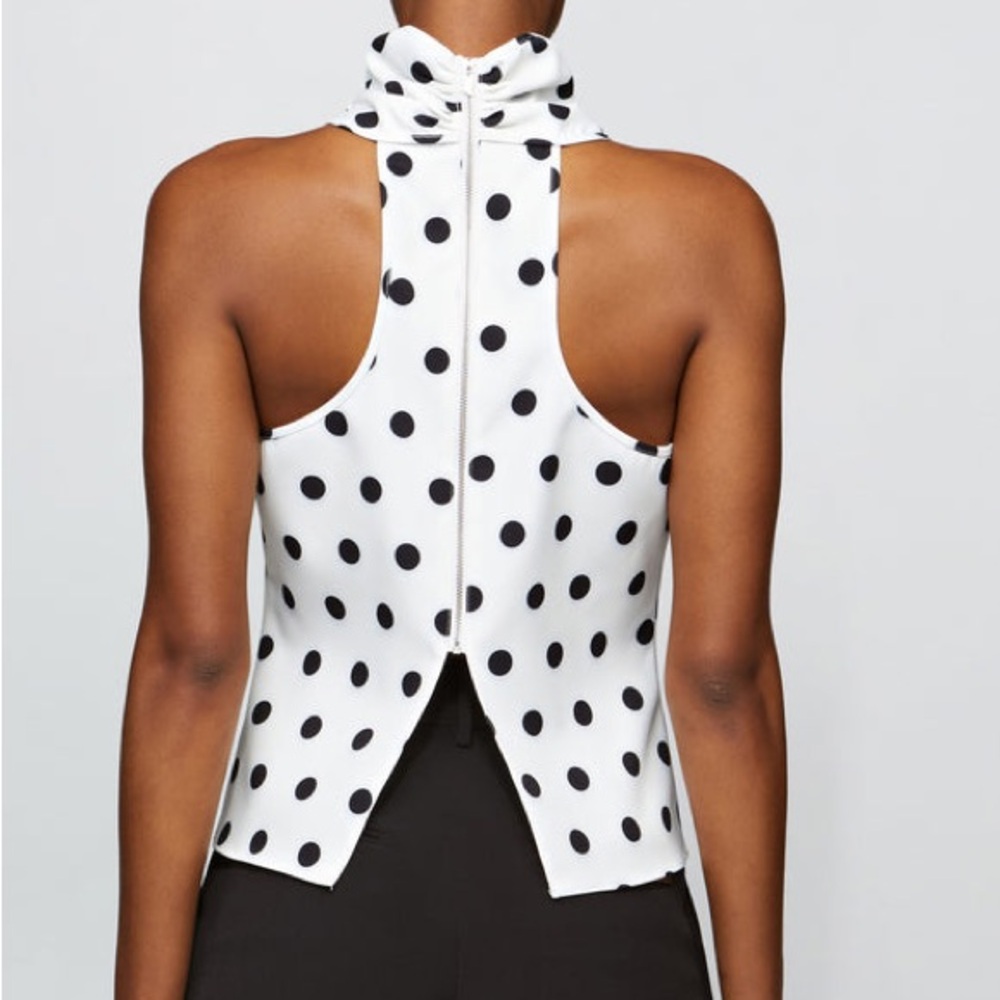 $298 NWT Et Ochs “Julia” Top in Large Dot Ivory Sz 4 - Picture 2 of 13